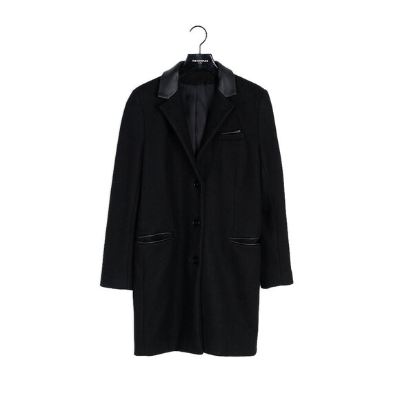 Women's The Kooples Black Wool Cashmere Blend Structured Coat Size 36 - Picture 2 of 16